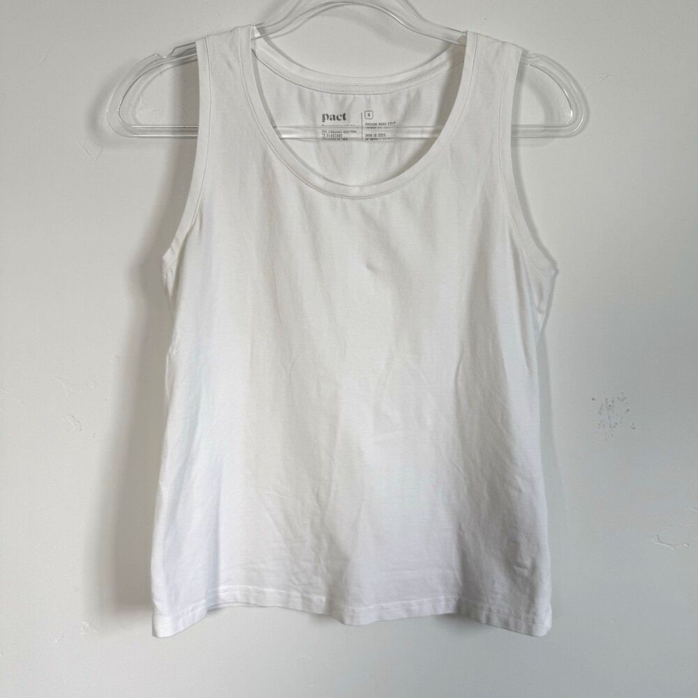 Pact White Organic Cotton Tank Top Shirt Women Casual Everyday Basics Size S